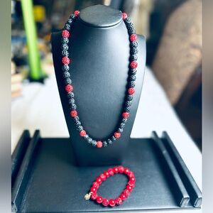 Ice collection Bling Beaded Necklace and a a stunning Red bracelet/Rhinestone